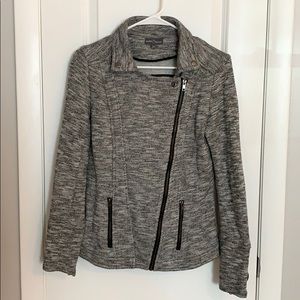 Gray off centered zip cardigan/blazer